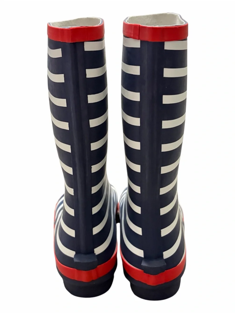NEW Mini Boden Wellies Navy Striped Rain Boots Kids 37, Youth Size 5